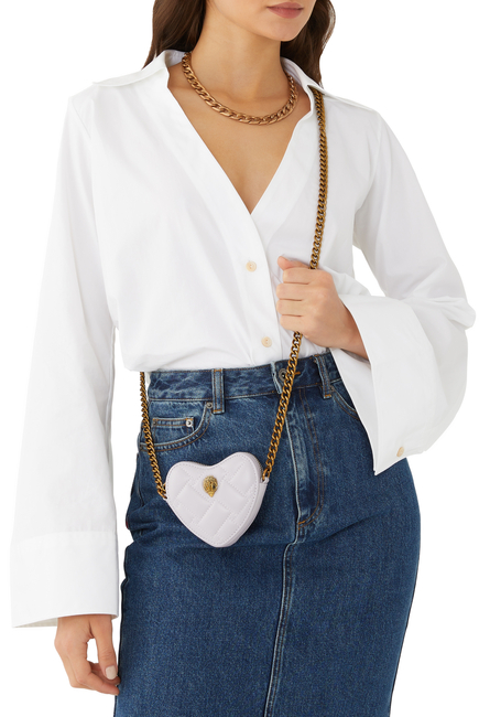 حقيبة كروس بودي كنسينغتون صغيرة بتصميم قلب بنقشة جلد التمساح